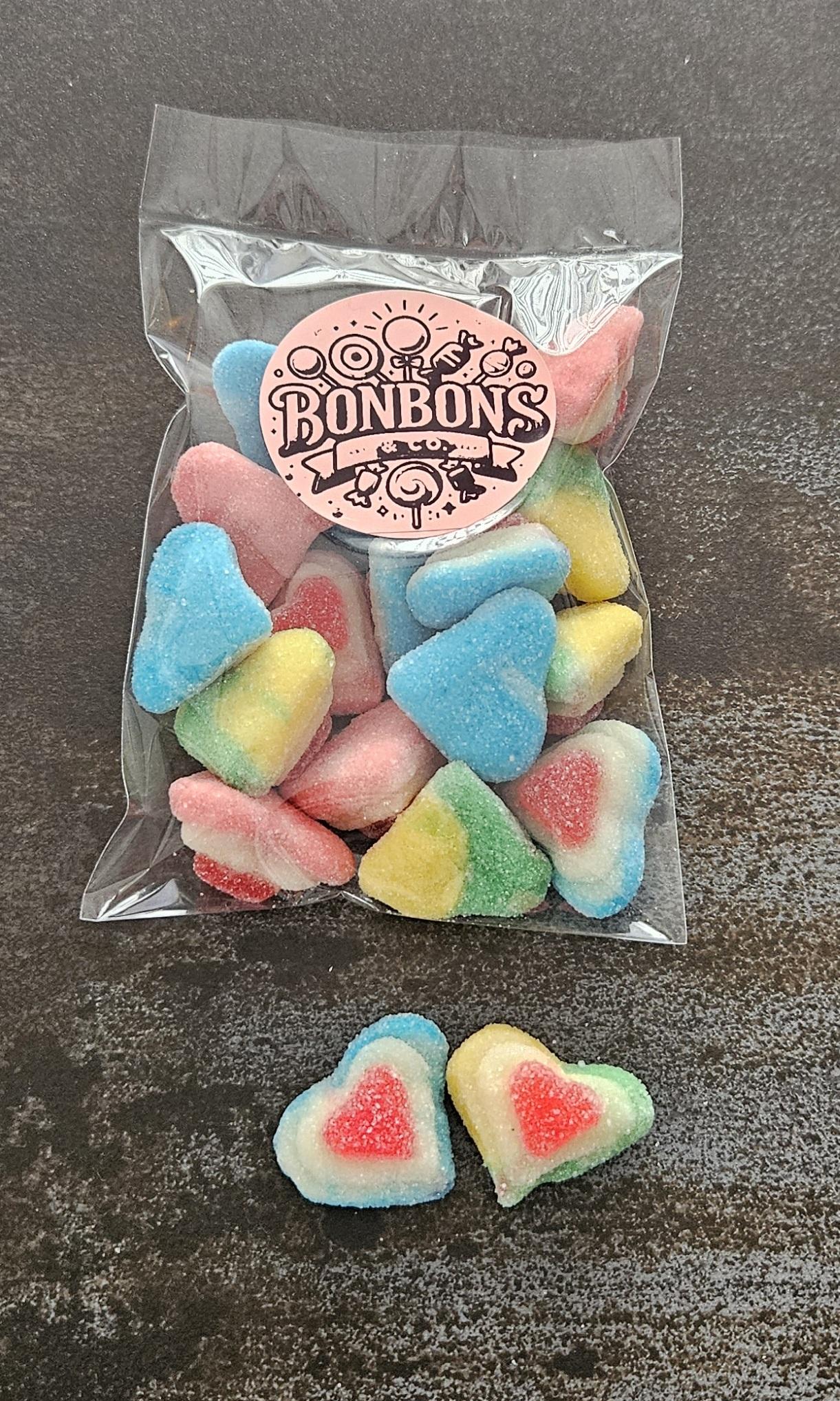Coeurs 3D assortis sucrés 100gr