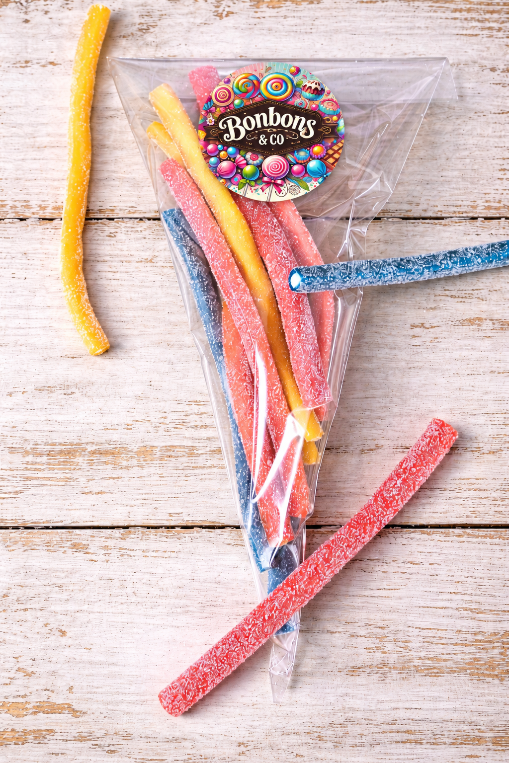 Churritos arc en ciel acide sucrées X8
