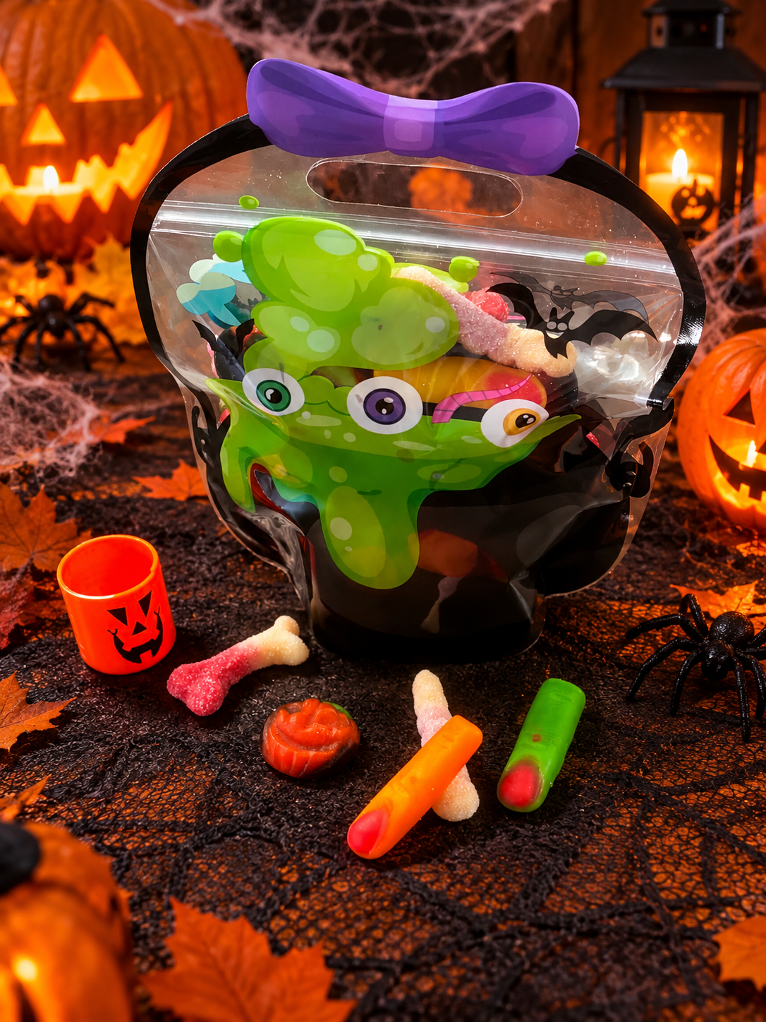 Sac chaudron Halloween 400grs + mini ressort halloween