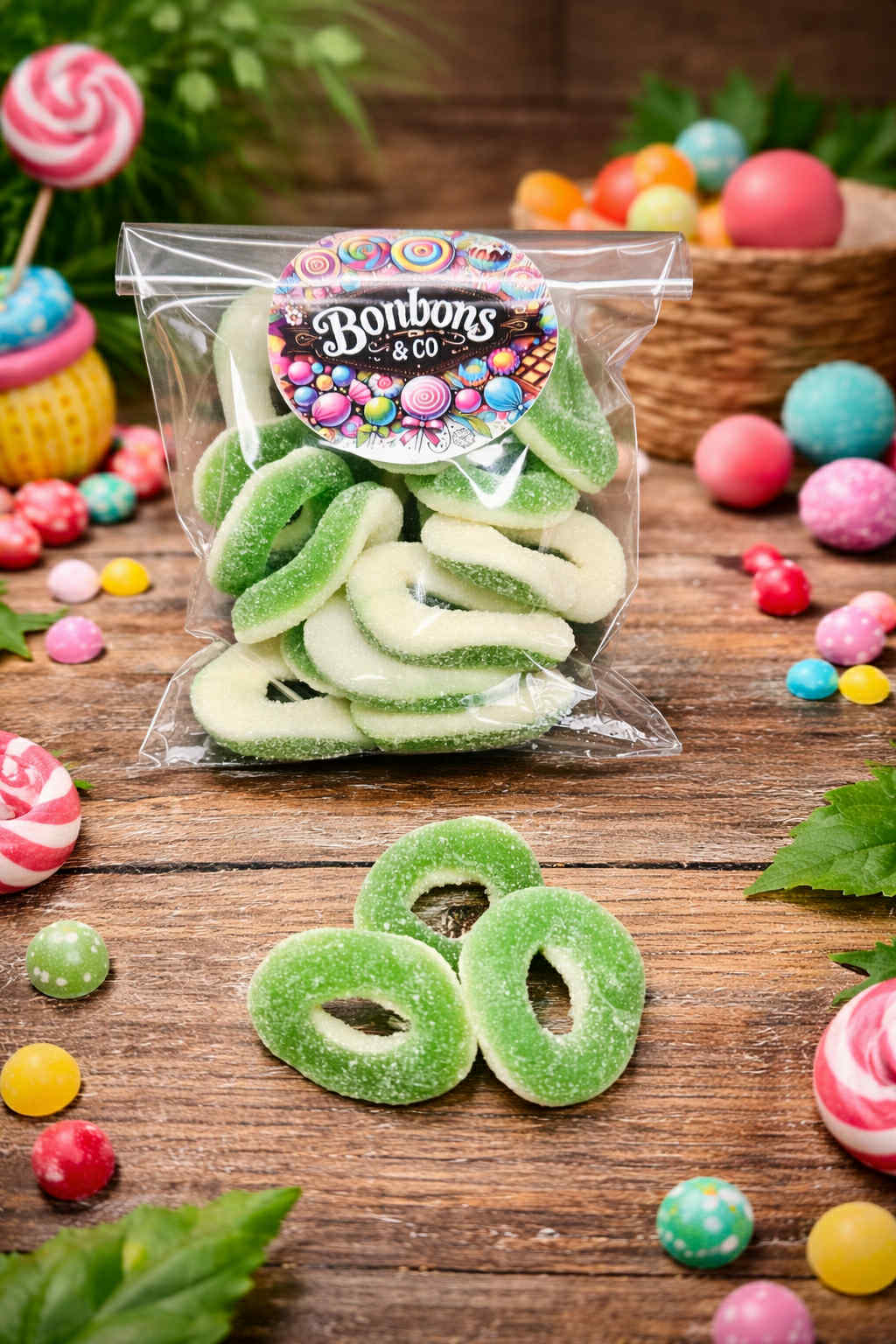 Anneaux pomme acidulés 100 grs