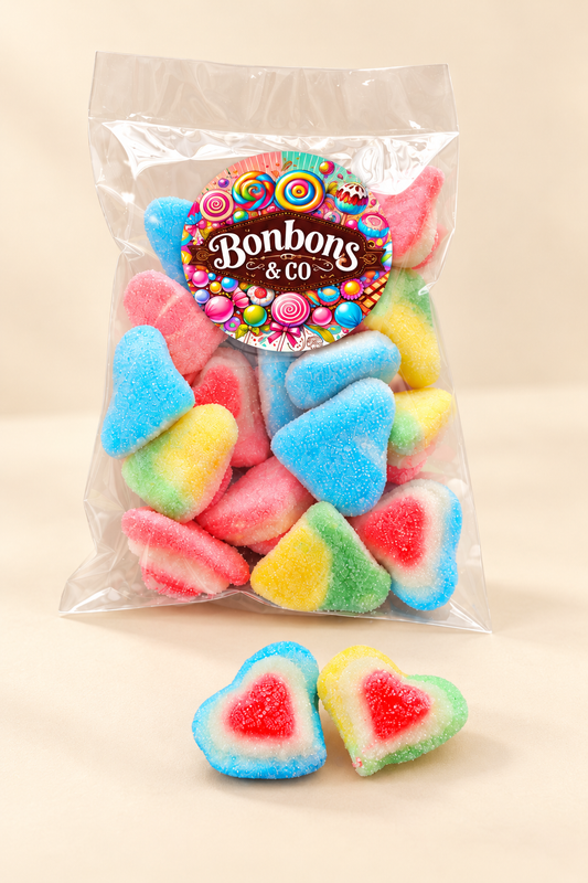 Coeurs 3D assortis sucrés 100gr