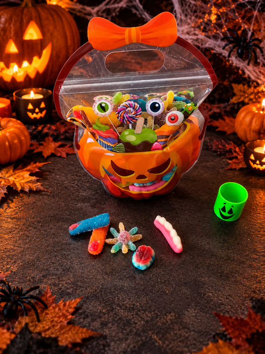 Sac citrouille Halloween 400 grs + mini ressort halloween