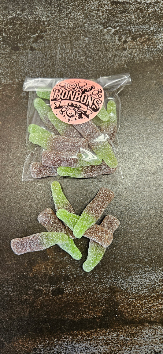 Bouteilles cola marron et verte 100gr