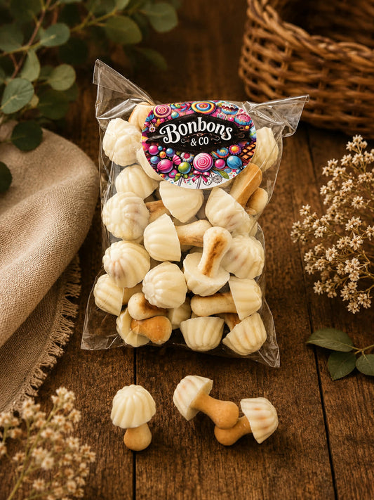 Champignons biscuit chocolat blanc 100 grs